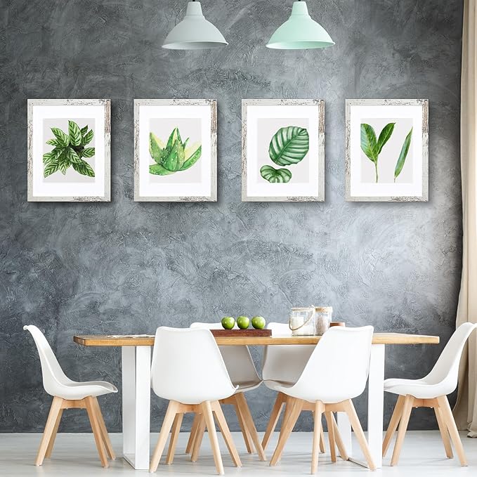 SESEAT 11x14 Picture Frame, Display Pictures 8x10 With mat or 11x14 Prints Without Mat, Wall Mounting, Distressed White, 6PCS