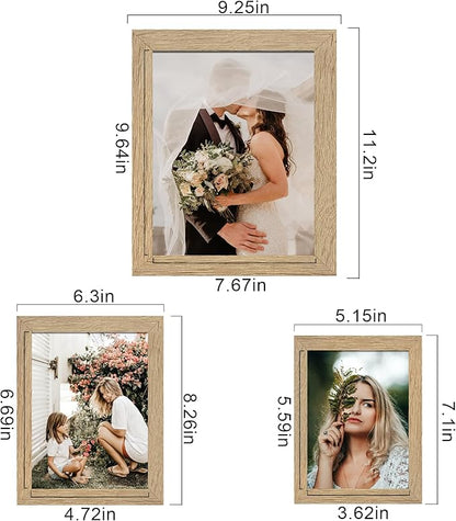 LUCKYLIFE Picture Frame Set 10-Pack, Gallery Wall Frame Collage with 8x10 5x7 4x6 Frames in Natural Woodgrain Finishes
