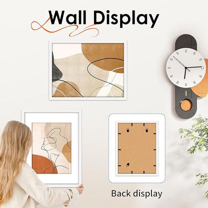 FIXSMITH 12x16 Picture Frame White Set of 2, Photo Frame with HD Plexiglass, Display Pictures 8.5x11 with Mat or 11x17 Without Mat, White Picture Frames Collage Wall Decor, Gallary Wall Frame