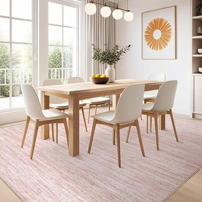Nakagishi 8X10 Area Rugs Living Room: Washable Large Vintage Rug Neutral Non-Slip Soft Stain Resistant Indoor Carpet for Bedroom Nursery Dining Room Office Playroom - Pink-01