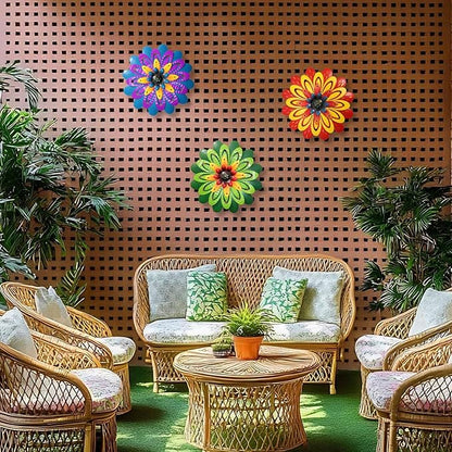 Metal Flowers Wall Decor Indoor Outdoor Metal Wall Art for Home Farmhouse Living Room Bedroom Bathroom Garden Decorations - Purple & Blue