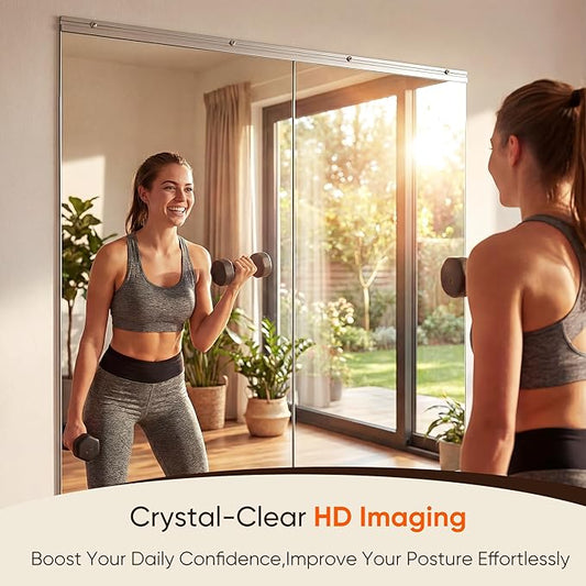 Antok Home Gym Mirror 56"x28" 2PCS, Large Full Length Wall Mounted Mirrors, Frameless Tempered Glass Full Body Mirror for Gym Yoga Dance Studio Garage Bedroom & Bathroom