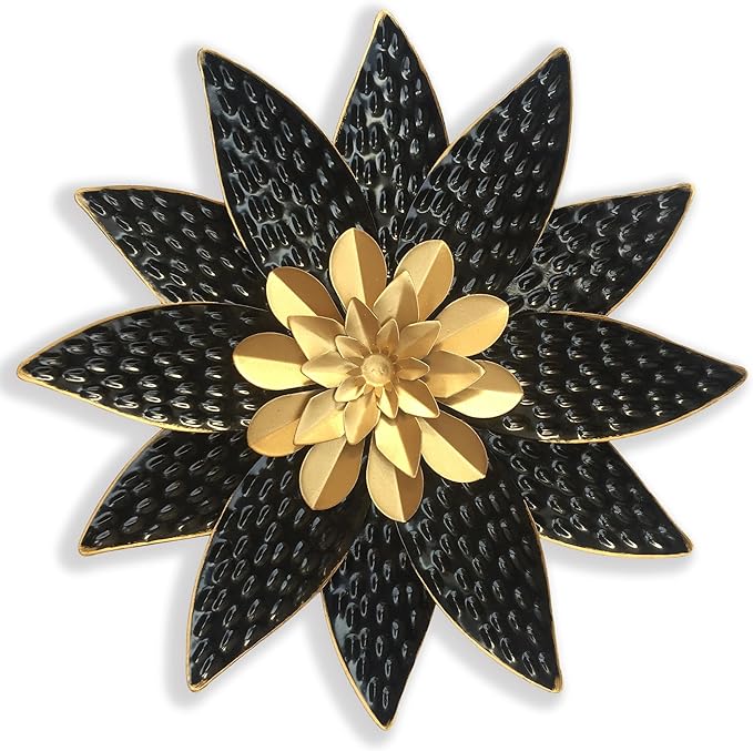 Metal Flower Wall Art Decor,10" Rustic Modern Antique Floral Sculpture, Distressed Iron Wall Hanging Home Decoration Accent Artworks for Indoor Kitchen Bedroom Living Office Outdoor Garden Patio