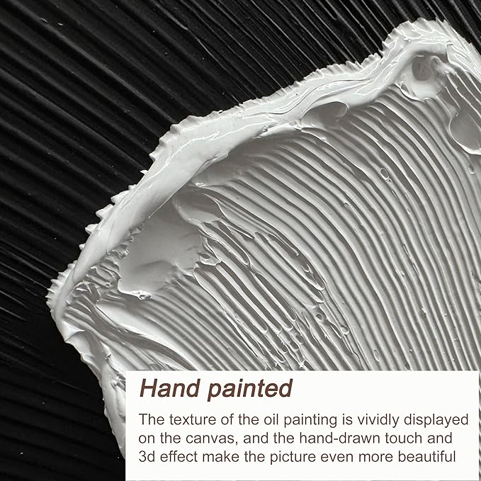 Tarfupth Black and White Abstract Wall Art for Living Room Hand-Painted Large Abstract Wave Oil Paintings Artwork for Bedroom Office Home Decor 24x48 Inch