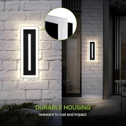 ASD LED 18" Long Wall Mount Light Fixture, Outdoor & Indoor Linear Sconce | 3CCT, Dimmable, Waterproof, Anti-Rust, ETL Listed | 18W 1180LM 3000-5000K 100-277V | Exterior Porch Lighting | Black, 2 Pack