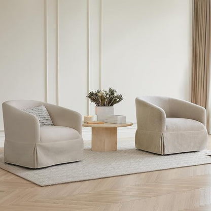 Swivel Accent Chair, 360 Degree Performance Fabric Armchair Modern Barrel Chairs Armchair for Living Room Bedroom Home and Office,Taupe