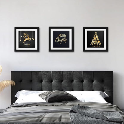 ELSKER&HOME 16x16 Picture Frame Black 3 Pack, Square Picture Frame Display Photo 12x12 with Mat or 16 x 16 Without Mat, Horizontal and Vertical Wall Mounting