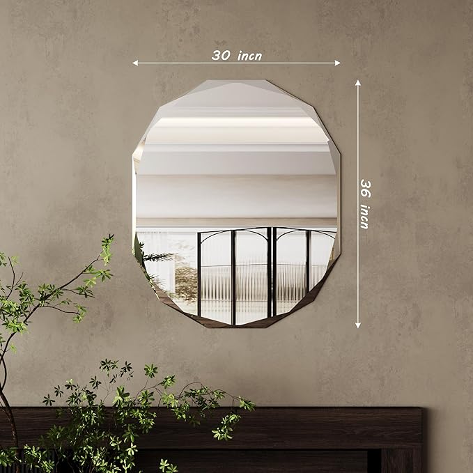 AUYHM Bathroom Mirrors for Over Sink,Oval Mirrors for Bathroom,Frameless Mirror,30x36 Decorative Mirror,Espejo para baño