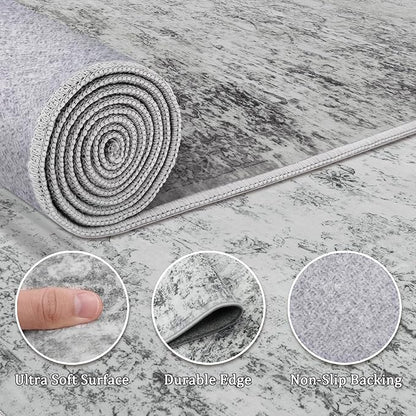 5x7 Area Rug Living Room Rugs - Washable Rug Large Modern Abstract Soft Thin Carpets Indoor Floor No Slip Vintage Carpet for Bedroom Under Dining Table Nursery Home Office Decor Gray