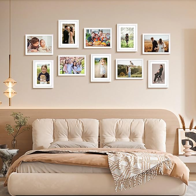 FIXSMITH 5x7 Picture Frame Set of 2, Photo Frame with HD Plexiglass, Display Pictures 4x6 with Mat or 5x7 Without Mat, White Picture Frames Collage for Tabletop or Wall Display
