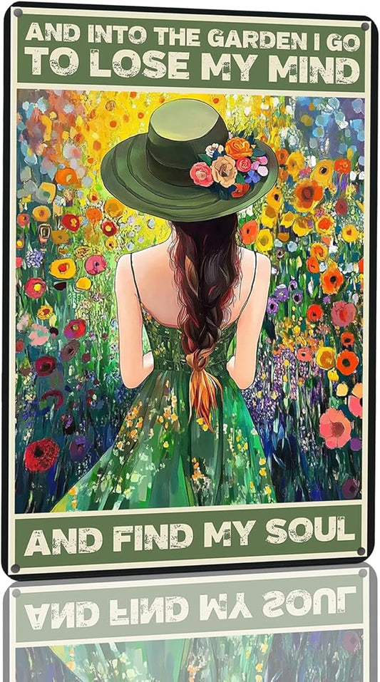 Funny Sign I Go To Lose My Mind Metal Garden Sign Garden Metal Signs Yard Outdoor Decor 8" x 12"