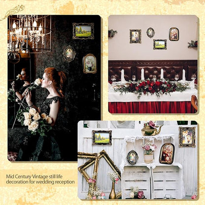 Geetery 4 Pcs Vintage Picture Frames Set, Black Ornate Baroque Frames for Gallery Wall, Antique Victorian Decorative Photo Frame for Tabletop or Wall Display, Shabby Cottagecore Home Decor