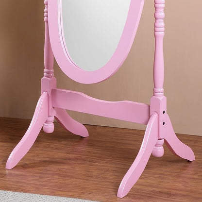 Roundhill Furniture Queen Anna Style Floor Cheval Mirror, Pink