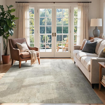 4x6 Ft Area Rugs for Living Room, Soft Non-Slip Washable Rugs Modern Abstract Pattern Carpet for Bedroom Indoor Floor Nursery Home Decor (Beige)