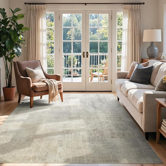 4x6 Ft Area Rugs for Living Room, Soft Non-Slip Washable Rugs Modern Abstract Pattern Carpet for Bedroom Indoor Floor Nursery Home Decor (Beige)