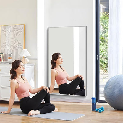 COFENY 36x55inch Bathroom Mirror, Silver Rectangle Mirror with Thin Metal Frame, Large Rectangular Wall Mirrors for Bathroom, Living Room, Hair Salon, Big Mirror Hang Horizontal/Vertical