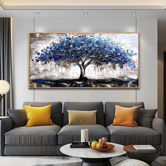 hyidecorart Canvas Wall Art For Office Abstract Wall Decoration For Living Room Bedroom Decor Tree Panoramic Landscape Wall Paintings Wood Framed Prints Textured Pictures Artwork Modern Hotel Decor
