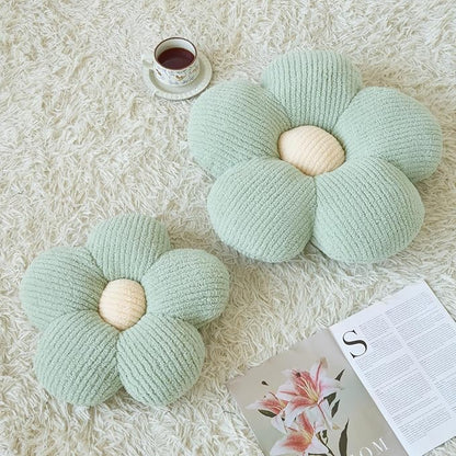 Flower Pillow, Decorative Throw Pillow for Couch, Cute Decor Pillows for Bed, Aesthetic Flower Shaped Pillow Fun Cushion (Green, 19.6 Inches)