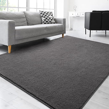 Gifeas Large Ultra Soft Modern Area Rugs for Living Room Bedroom, 7x10 Feet Dark Grey Thickened Memory Foam Indoor Solid Minimalist Carpets, Non-Slip Comfy Rug for Boys Girls Nursery Room Home Decor