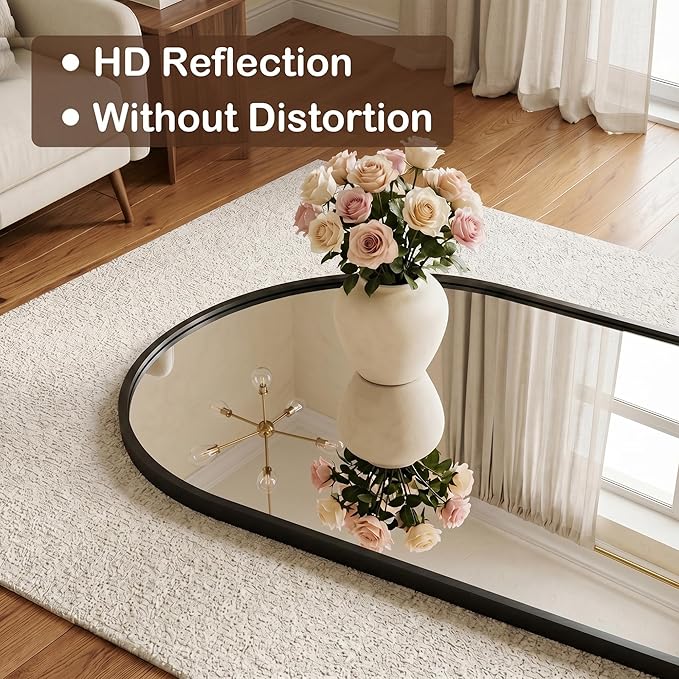 Antok Full Length Over-the-Door Hanging Mirror - Freestanding Wall Mount Leaning Body Mirror for Bedroom Living Room Entryway, 48" L x 14" W, Black
