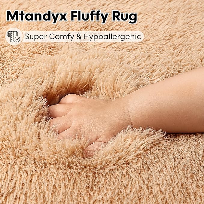 6x9 Rugs for Living Room, Rugs for Bedroom,Plush Fluffy Carpet, Non-Slip Upgrade Beige Rug, Suitable for Kids Dorm Home Decor Aesthetics.