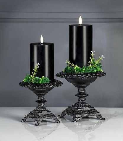 Abbott Collection Wax LED Flameless Pillar Candle - Black (3x4 H)
