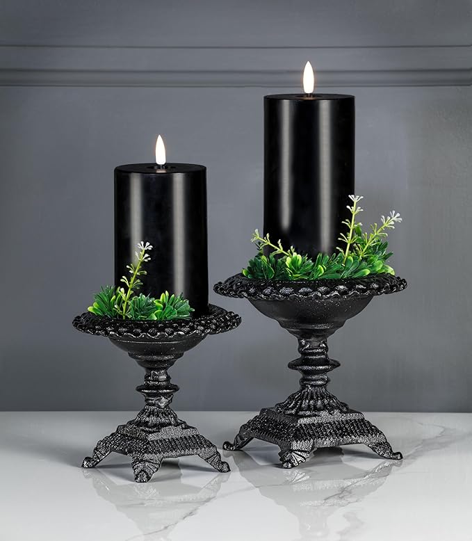 Abbott Collection Wax LED Flameless Pillar Candle - Black (3x6 H)