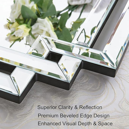 30" X 59" Large Wall Mirror for Decor, Glass Decorative Mirror with Beveled Edge and Glass Frame for Bathroom, Entrance, Living Room, Horizontally/Vertically Design