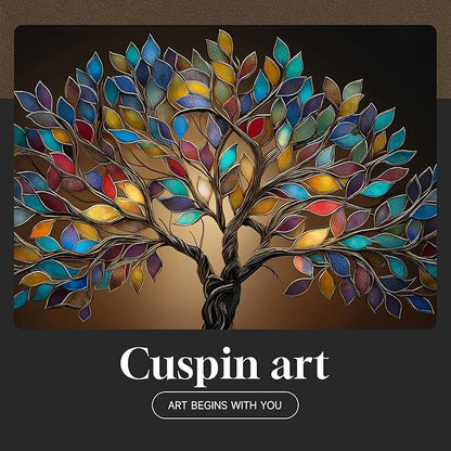 Large Framed Tree of Life Wall Art for Living Room, Modern Contemporary Tree Painting Prints Artwork for Walls, Dark Colorful Elegant Picture for Bedroom Kitchen Office Dining Room Wall Decor, 30x60