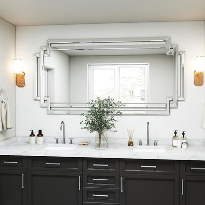 30" X 59" Large Wall Mirror for Decor, Glass Decorative Mirror with Beveled Edge and Glass Frame for Bathroom, Entrance, Living Room, Horizontally/Vertically Design
