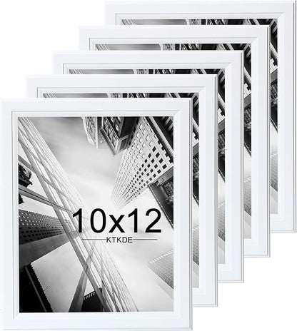 KTKDE 10x12 Picture Frame Set of 5,White Wooden frames, Vertical & Horizontal Wall Hanging for Wall or Tapletop Display,Studio Gallery Photo Frame for Photos, Posters & Art Prints