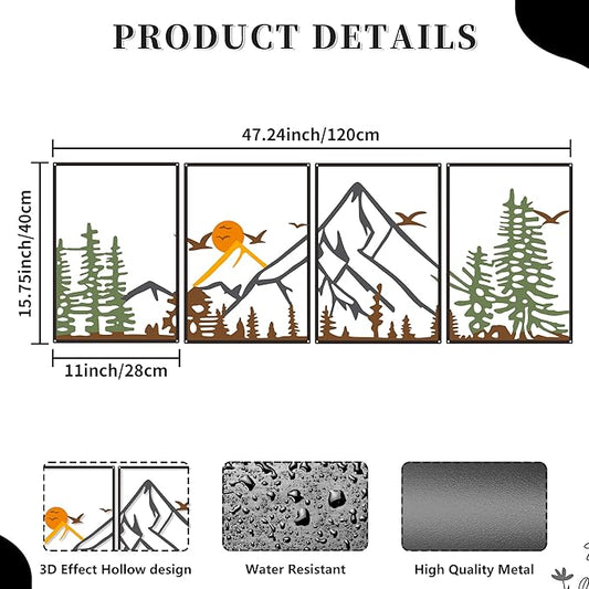 DICYWUDI Colorful Metal 47.24 x 15.7 inch Mountain Wall Decor – Minimalist Wall Art for or Indoor Kitchen Bathroom Bedroom Living Room Dining Room