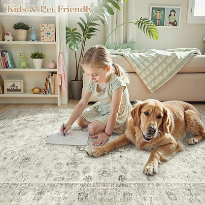 LIVEBOX Washable 2x6 Runner Rug for Bathroom, Non Slip Kitchen Mats for Floor Entryway, Boho Indoor Front Door Mat Low-Pile Runners for Hallways, Farmhouse Rugs for Bath Laundry, Taupe