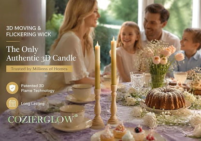 Flameless Taper Candles Flickering with Remote and Timer, 3D Moving Flame Taper Candle Battery Operated to 400 Hours, 9 Inch Window Candles, (Gradient Gold-Vertical Stripes)
