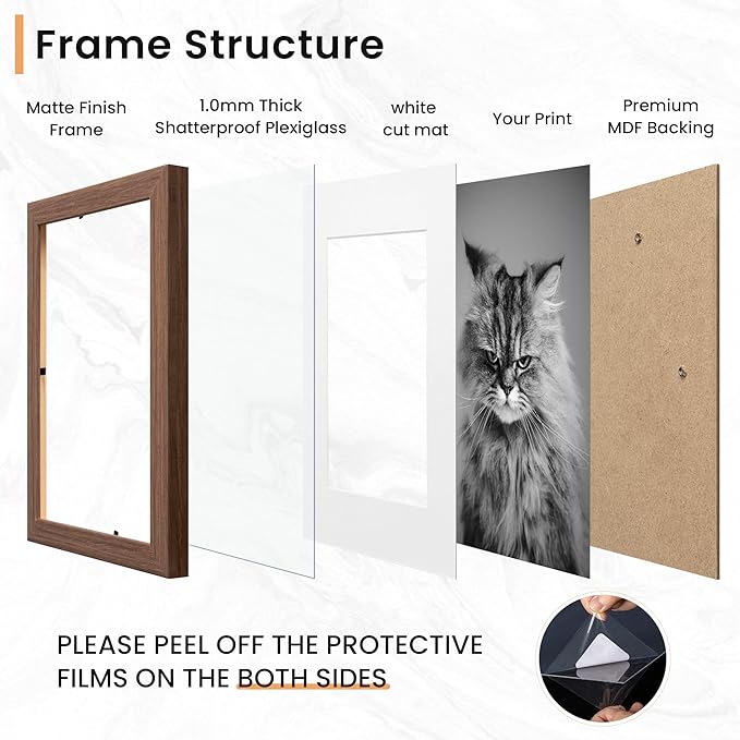 Venusmiles 20 Pack Picture Frames Collage Wall Decor, Gallery Frame Set for Wall Mounting or Tabletop Display, Multi Sizes Including 4pcs 8x10, 8pcs 5x7, 8pcs 4x6, Walnut