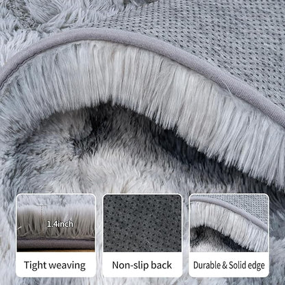Rug for Living Room Bedroom, 5x7 Area Rugs for Living Room, Ultra Soft Modern Shaggy Carpets Fuzzy Rug for Boys Girls Dorm Nursery Home Decor Aesthetic, Upgrade Non-Slip Durable, Tie-Dye Silver Grey