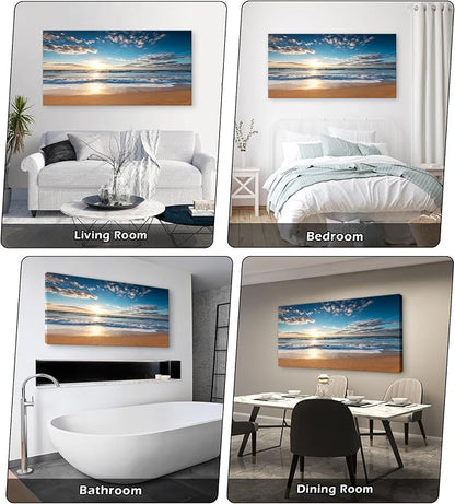 YYYYHPP YP1998 Beach Pictures Wall Art Beach Sunrise Over The Tropical Sea Pictures Print on Canvas Beach Wall Decor Beach Paintings for Home Decor Stretched and Framed Easy to Hang