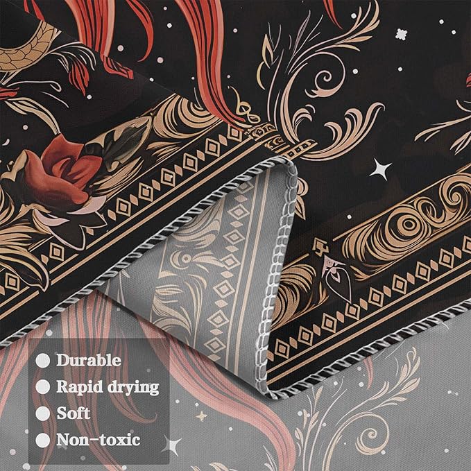 Neasow Gothic Sun Tapestry, Vintage Snake Rose Floral Wall Art, Mystic Black Red Retro Decor for Living Room Bedroom Home, 36x48 inches
