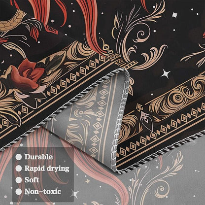 Neasow Gothic Sun Tapestry, Vintage Snake Rose Floral Wall Art, Mystic Black Red Retro Decor for Living Room Bedroom Home, 36x48 inches