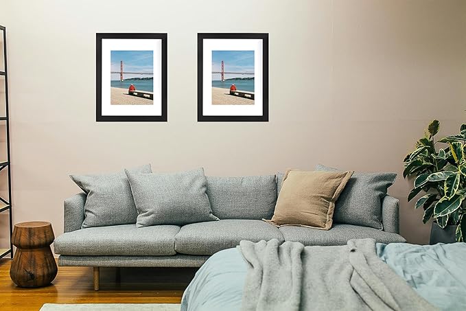 Black Wooden 11x14 Picture Frame, Displays 11x14 Picture without Mat or 8x10 Picture with Mat
