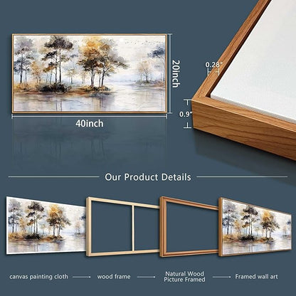 Wapluam Landscape Wall Art,Abstract Wall Art Artwork Forest Canvas Wall Art Vintage Trees Pictures Decor Canvas Painting Framed Ready To Hang Living Room Bedroom And Office Wall Decor 20x40 Inch