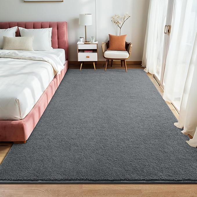 5x7 Feet Area Rug for Living Room Bedroom, Dark Grey Modern Washable Rugs, Memory Foam Indoor Carpet, Low Pile Non Slip Carpets for Kids Girls Boys Baby Teen Dorm Nursery Home Decor
