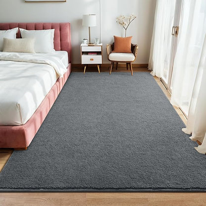 6x9 Feet Area Rug for Living Room, Large Dark Grey Rugs for Bedroom, Modern Low Pile Washable Memory Foam Indoor Carpet, Non Slip Rectangle Carpets for Home Decor