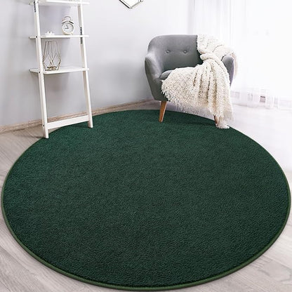 Gifeas Ultra Soft Round Area Rugs for Living Room Bedroom, 5x5 Feet Deep Green Thickened Memory Foam Modern Indoor Circle Carpets, Non-Slip Comfy Circular Rug for Boys Girls Nursery Room Home Decor