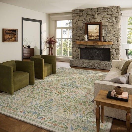10x14 Area Rugs for Living Room: Washable Rug Non Slip Stain Resistant Ultra Soft Faux Wool Low Pile Lightweight Indoor Large Rugs for Dining Room Bedroom Nursery Under Table Rug Farmhouse Home Office