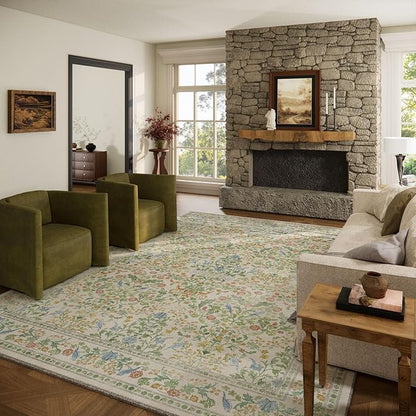 8x10 Area Rugs for Living Room: Washable Bedroom Rug Stain Resistant Non Slip Low Pile Lightweight Soft Carpets for Dining Room Kitchen Nursery Kids Room Farmhouse Living Room Indoor