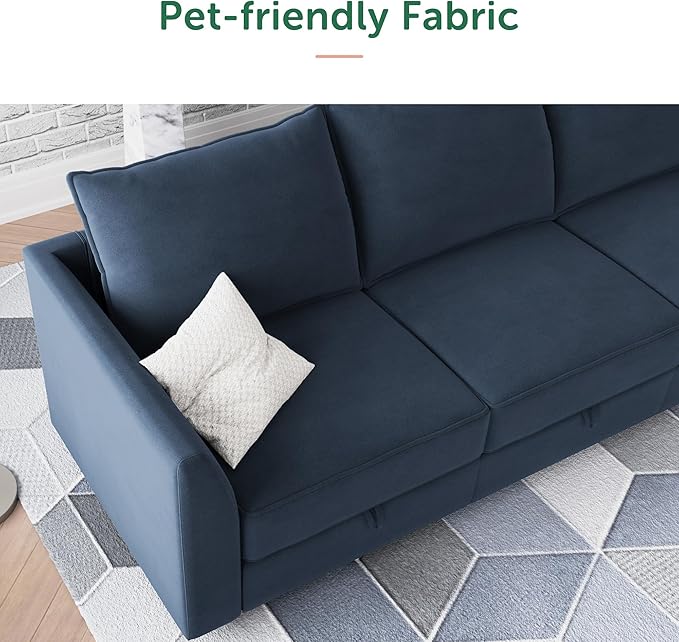 HONBAY Modular Sectional Sleeper Sofa Velvet Sectional Sleeper Couch with Storage Sleeper Sofa Couch for Living Room,Dark Blue