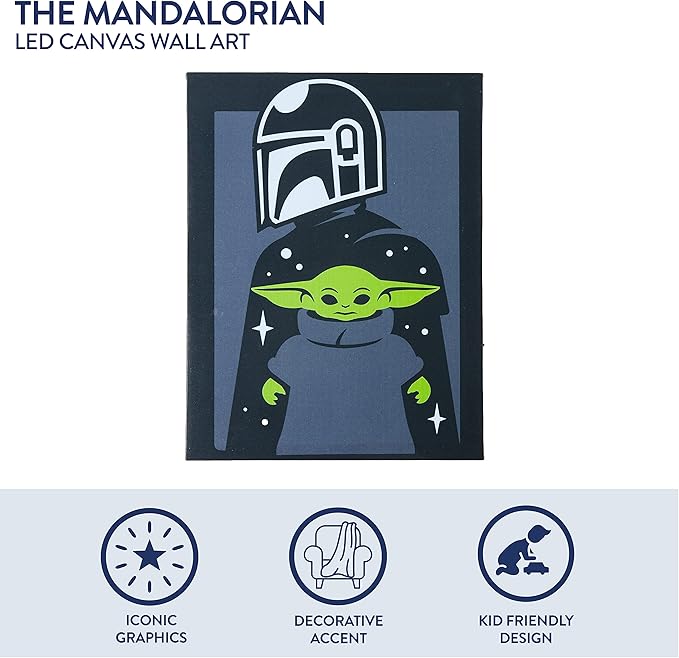 Star Wars: The Mandalorian featuring The Child LED Canvas Wall Art, 15.75"x11.5"