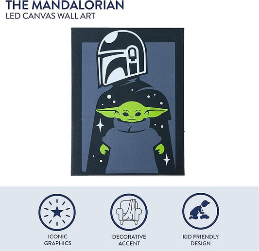 Star Wars: The Mandalorian featuring The Child LED Canvas Wall Art, 15.75"x11.5"