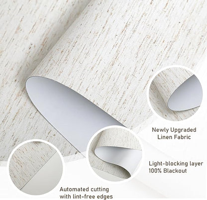 AOSKY Linen Roller Blinds Shades for Indoor Windows Pull Down Cordless Blackout Black Out Window Shade 36.5 Inch Blinds for Home Linen